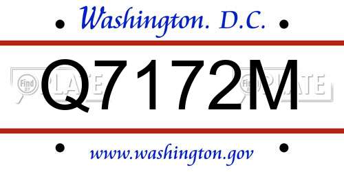 Q7172M District Of Columbia License Plate