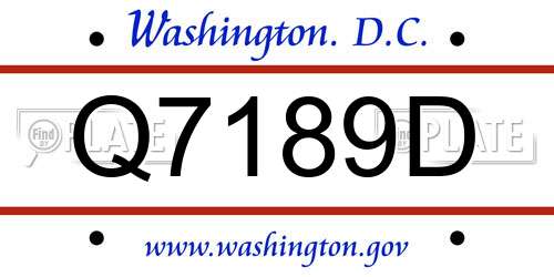 Q7189D District Of Columbia License Plate