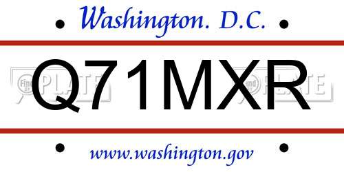 Q71MXR District Of Columbia License Plate