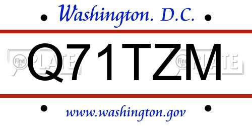 Q71TZM District Of Columbia License Plate