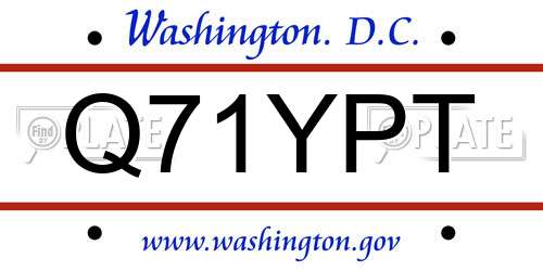Q71YPT District Of Columbia License Plate