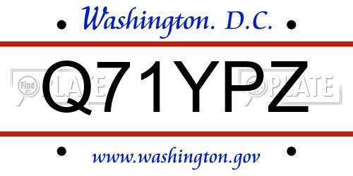 Q71YPZ District Of Columbia License Plate