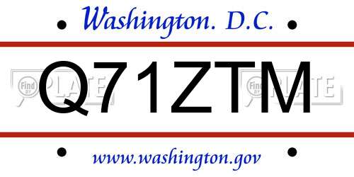 Q71ZTM District Of Columbia License Plate