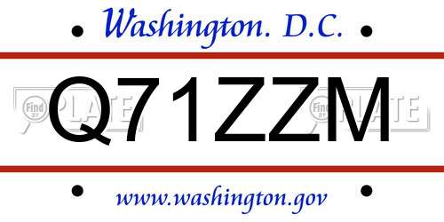 Q71ZZM District Of Columbia License Plate