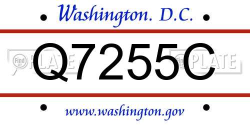 Q7255C District Of Columbia License Plate