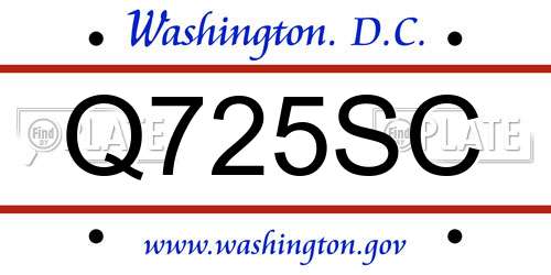 Q725SC District Of Columbia License Plate