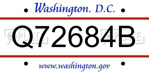 Q72684B District Of Columbia License Plate
