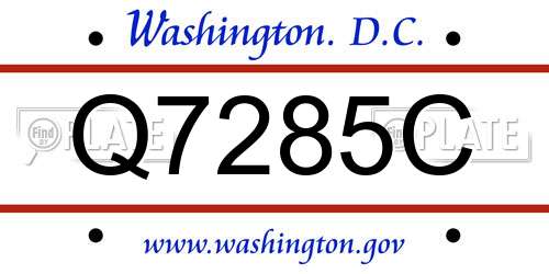 Q7285C District Of Columbia License Plate