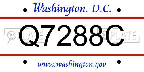 Q7288C District Of Columbia License Plate