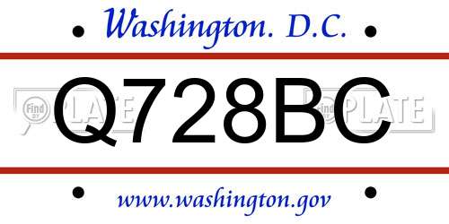 Q728BC District Of Columbia License Plate