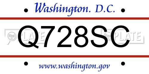 Q728SC District Of Columbia License Plate