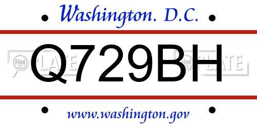 Q729BH District Of Columbia License Plate