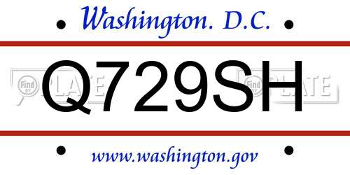 Q729SH District Of Columbia License Plate