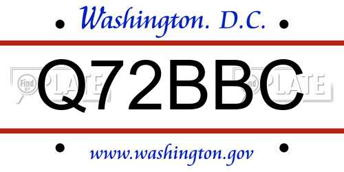 Q72BBC District Of Columbia License Plate