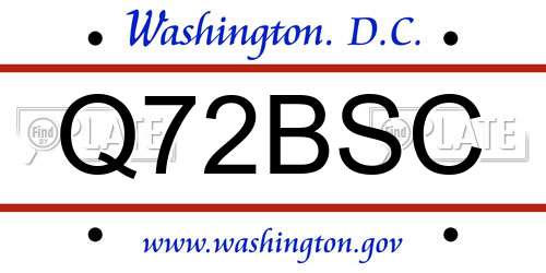 Q72BSC District Of Columbia License Plate