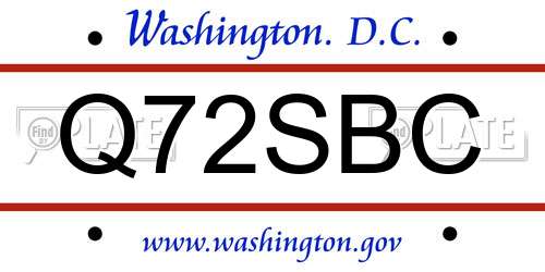 Q72SBC District Of Columbia License Plate