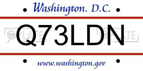 Q73LDN District Of Columbia License Plate