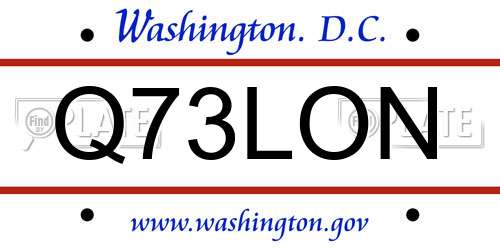 Q73LON District Of Columbia License Plate