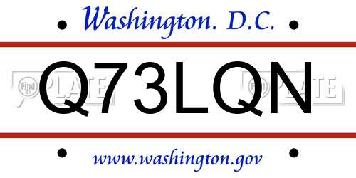 Q73LQN District Of Columbia License Plate