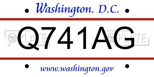 Q741AG District Of Columbia License Plate