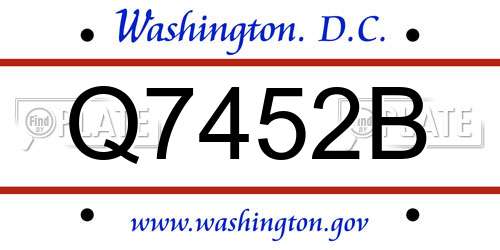 Q7452B District Of Columbia License Plate