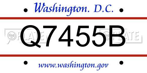 Q7455B District Of Columbia License Plate