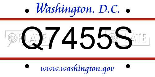 Q7455S District Of Columbia License Plate