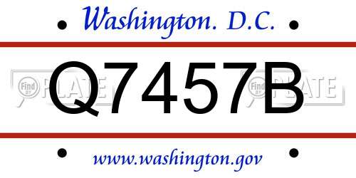 Q7457B District Of Columbia License Plate