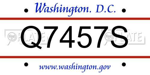 Q7457S District Of Columbia License Plate
