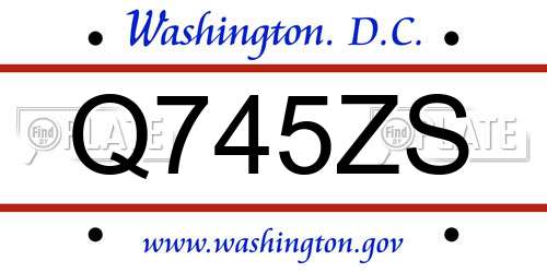 Q745ZS District Of Columbia License Plate