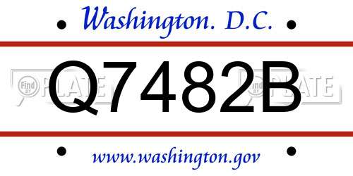 Q7482B District Of Columbia License Plate