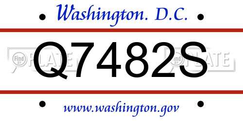 Q7482S District Of Columbia License Plate