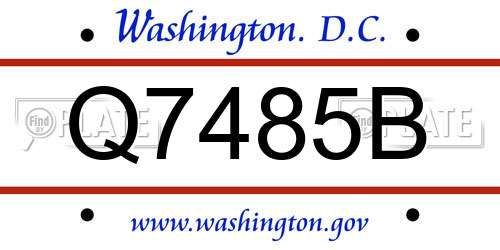 Q7485B District Of Columbia License Plate