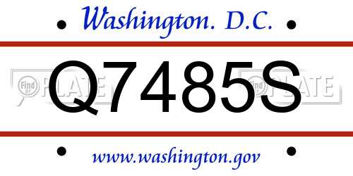 Q7485S District Of Columbia License Plate