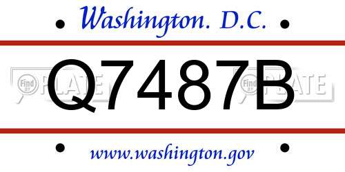 Q7487B District Of Columbia License Plate