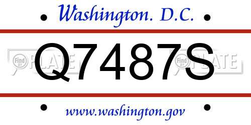 Q7487S District Of Columbia License Plate