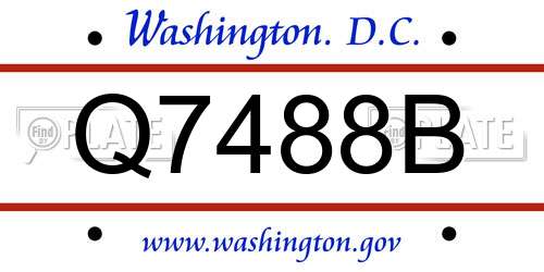 Q7488B District Of Columbia License Plate