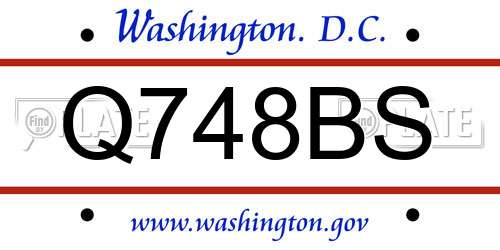Q748BS District Of Columbia License Plate