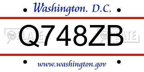 Q748ZB District Of Columbia License Plate