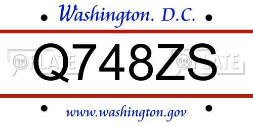 Q748ZS District Of Columbia License Plate