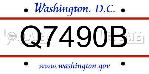 Q7490B District Of Columbia License Plate