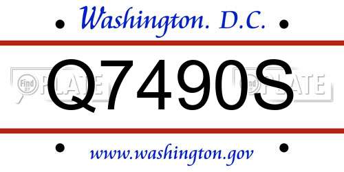 Q7490S District Of Columbia License Plate