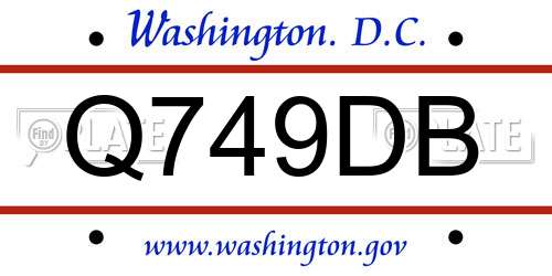 Q749DB District Of Columbia License Plate