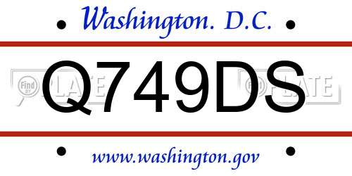 Q749DS District Of Columbia License Plate
