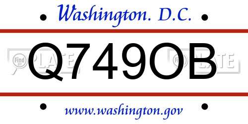 Q749OB District Of Columbia License Plate