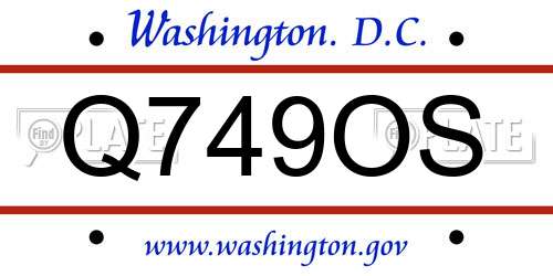 Q749OS District Of Columbia License Plate