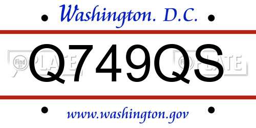 Q749QS District Of Columbia License Plate