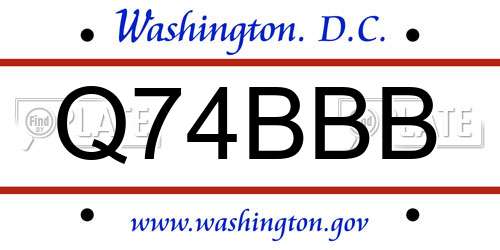Q74BBB District Of Columbia License Plate
