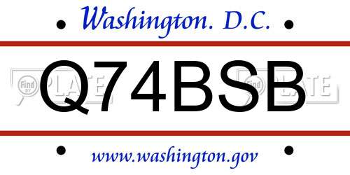 Q74BSB District Of Columbia License Plate