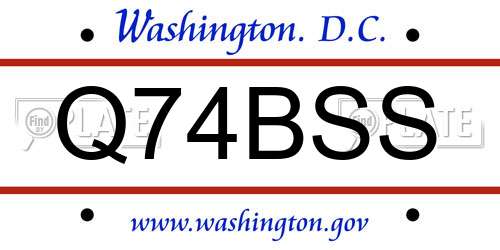 Q74BSS District Of Columbia License Plate